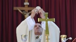 Pope Francis celebrates the Eucharist on Corpus Christi Sunday