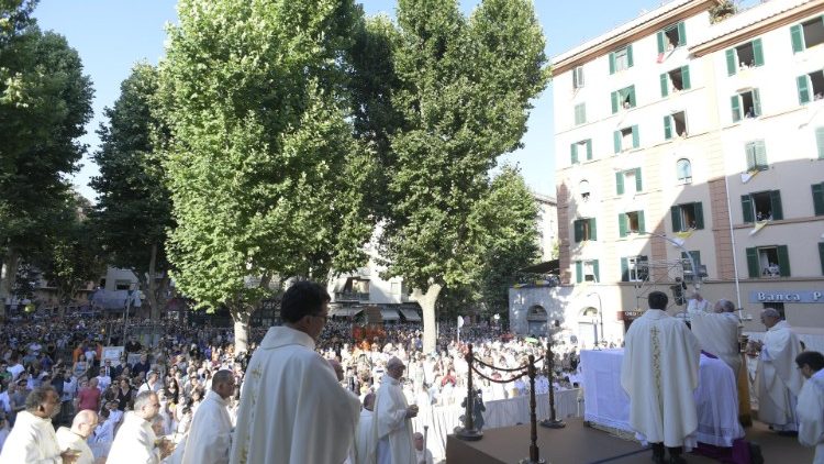 Pope Francis celebrates Corpus Christi in Rome's Santa Maria Consolatrice Parish