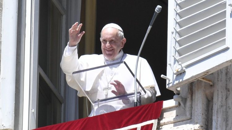 Le Pape François lors de l'Angélus du 15 août 2019, solennité de l'Assomption.