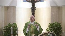 Pope Francis at Mass at the Casa Santa Marta in the Vatican on 8 Oct., 2019.
