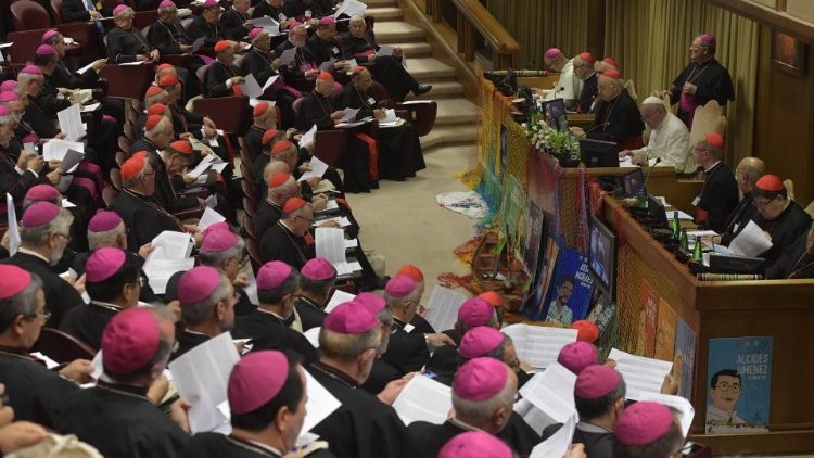 Pope Francis at the Synod of Bishops in 2019