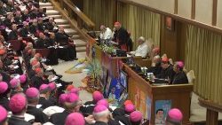 O Papa Francisco durante o Sínodo dos Bispos em 2019