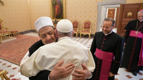 Pope Francis with the Grand Imam of Al-Azhar, Ahmed Al-Tayeb