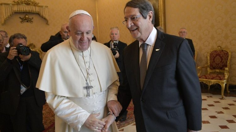 Archive photo of Pope Francis receiving President Anastasiades in the Vatican in 2019