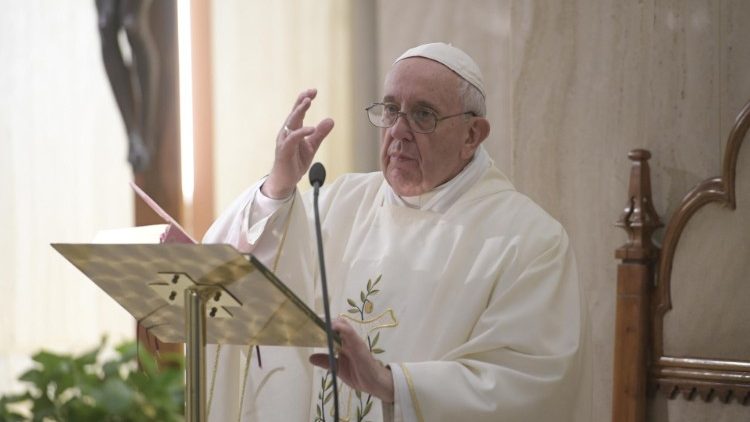 Pope Francis preaches at the daily Mass at the Casa Santa Marta