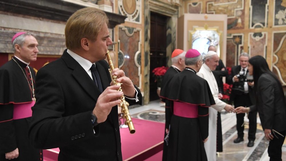 Audience du Pape aux organisateurs et artistes du concert de Noël au Vatican