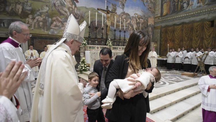 File photo of baptism ceremony in the Sistine Chapel on 12 January 2020