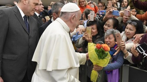 教皇フランシスコ、2020年2月19日、バチカン・パウロ6世ホールでの一般謁見