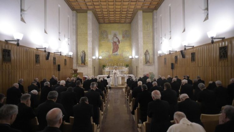 Roman Curia during the Spiritual Exercises at the Casa Divin Maestro in Ariccia in March 2020