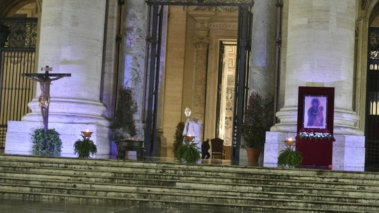 Pope Francis prays for the world during the Statio Orbis, 27 March 2020