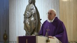 Pope Francis giving his homily at the Casa Santa Marta chapel, 30 March 2020