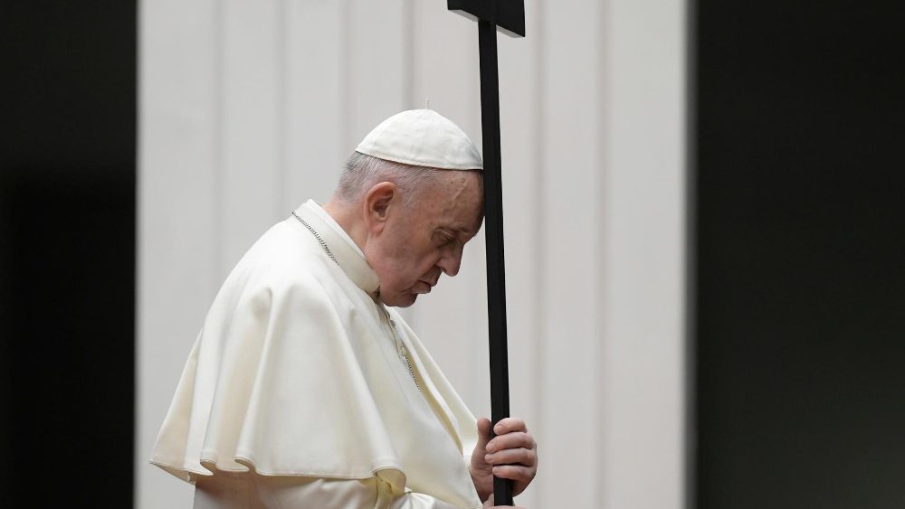 Pope Francis during the Way of the Cross on 10 April 2020