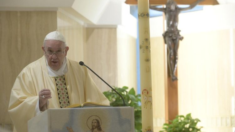 Pope Francis preaches at Mass in the Casa Santa Marta