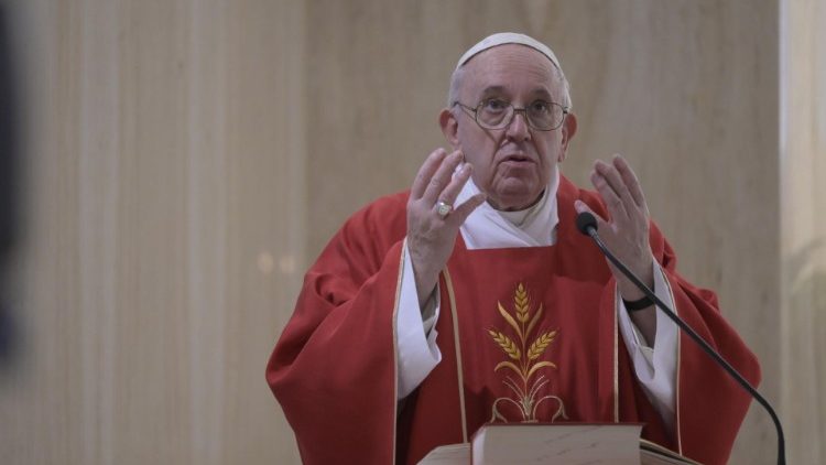 Misa ya Papa Francisko  katika kikanisa cha Mtakatifu Marta Vatican tarehe 14 Mei 2020