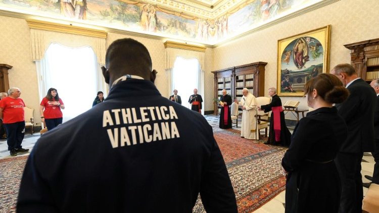 A delegation of athletes meets with Pope Francis
