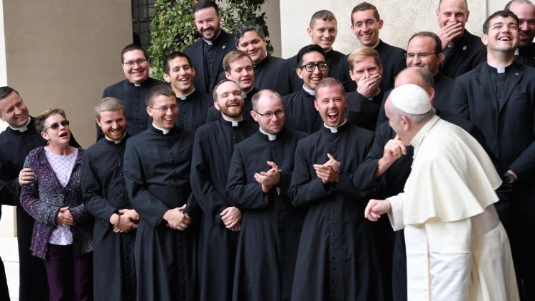 Påven mötte seminarister under audiensen 