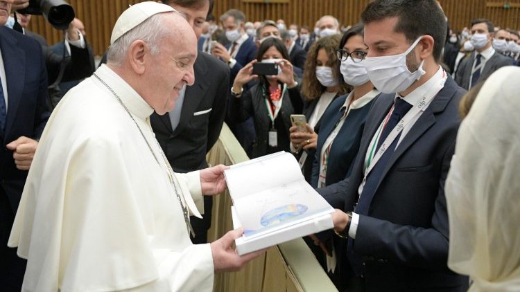 Pope Francis greeting pilgrims present for the Wednesday General Audience