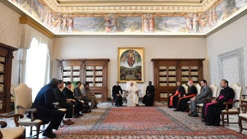Pope Francis receives members the judges panel for the Zayed Award for Human Fraternity