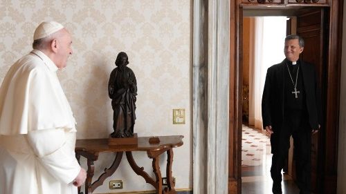 File photo of Pope Francis receiving Cardinal Mario Grech in the Vatican