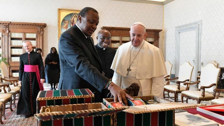 Pope Francis and President Uhuru Kenyatta of the Republic of Kenya