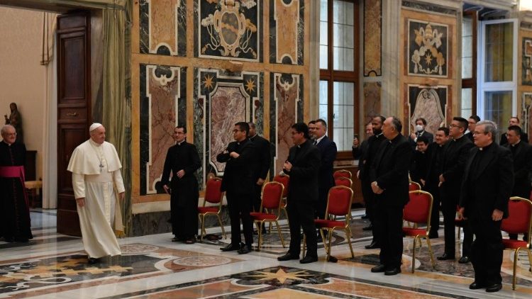 Pope Francis receives the community of the Pontifical Latin American College in the Vatican