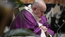 Papa Francesco durante il Mercoledi' delle Ceneri in San Pietro dello scorso anno
