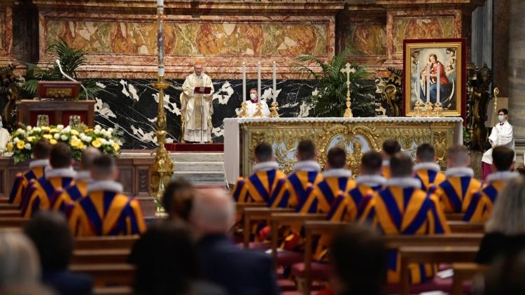 Mass for the Pontifical Swiss Guard, celebrated at the Altar of the Chair of St Peter the Vatican Basilica