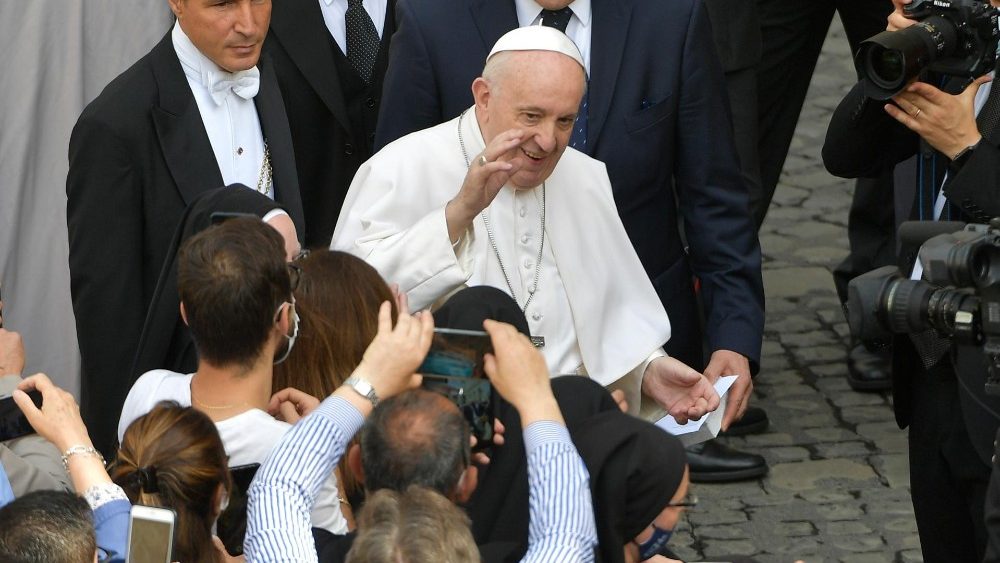 O Papa Francisco durante a Audiência Geral desta quarta-feira