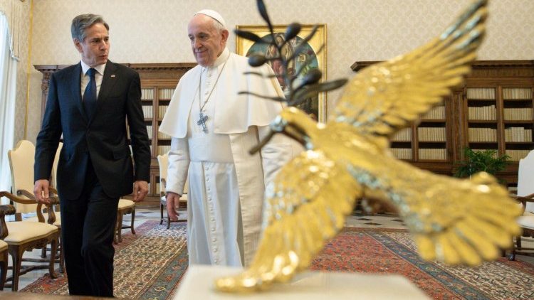 토니 블링컨 미 국무장관을 만난 프란치스코 교황