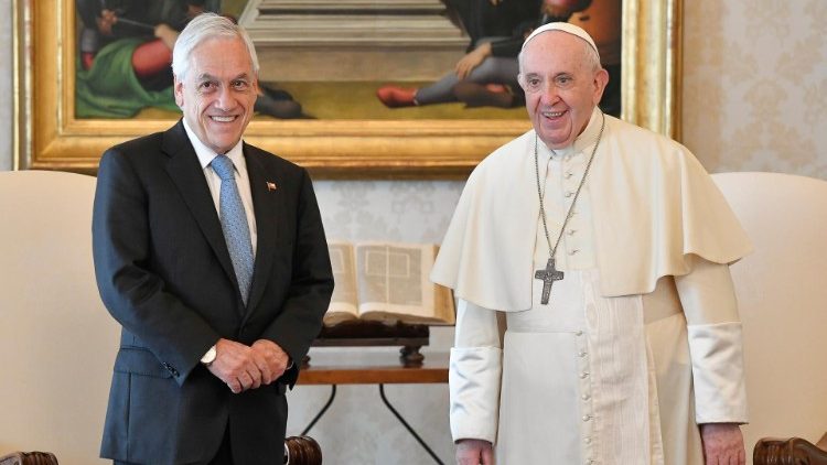 Le président chilien Piñera et le Pape François lors de l'audience de ce 9 septembre 2021