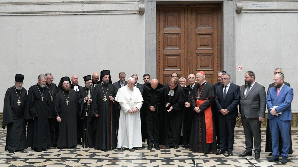 Papst Franziskus mit Vertretern der Ökumene und der jüdischen Gemeinde Ungarns  - Budapest, Museum der Schönen Künste