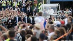 Pope Francis in Budapest in 2021 for the International Eucharistic Congress