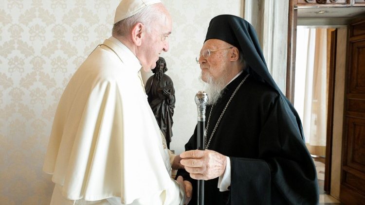 Папа Франциск и патриарх Вартоломей във Ватикана, 4 октомври 2021.