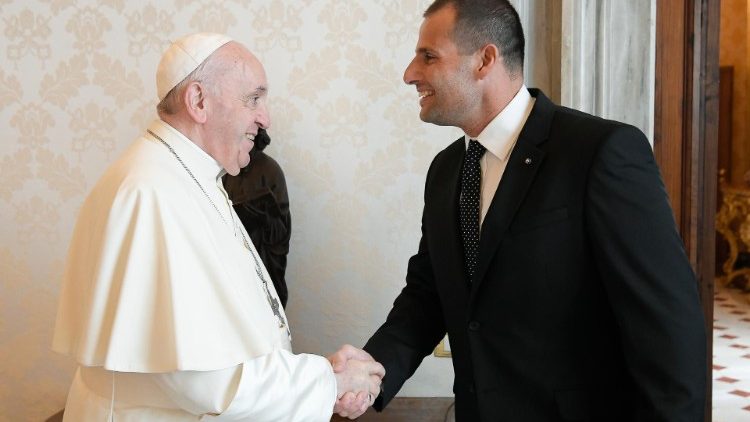 Pope Francis receives Maltese Prime Minister Robert Abela in the Vatican on 8 October 2021