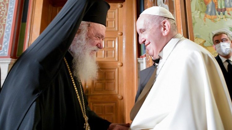 Ferenc pápa és II. Jeromos görög ortodox érsek