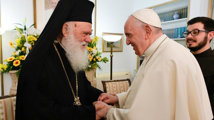 His Beatitude Archbishop Ieronymos II visits Pope Francis at the Apostolic Nunicature
