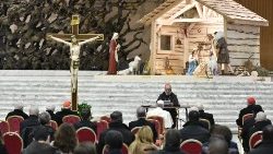 O cardeal Raniero Cantalamessa numa pregação do Advento (Vatican Media)