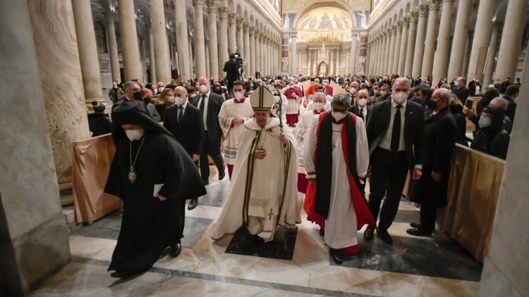 Pope Francis with ecumenical leaders at last year's Vespers for the conclusion of the Week of Prayer for Christian Unity