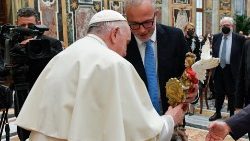 Pope Francis receives a gift from Italy's revenue agency