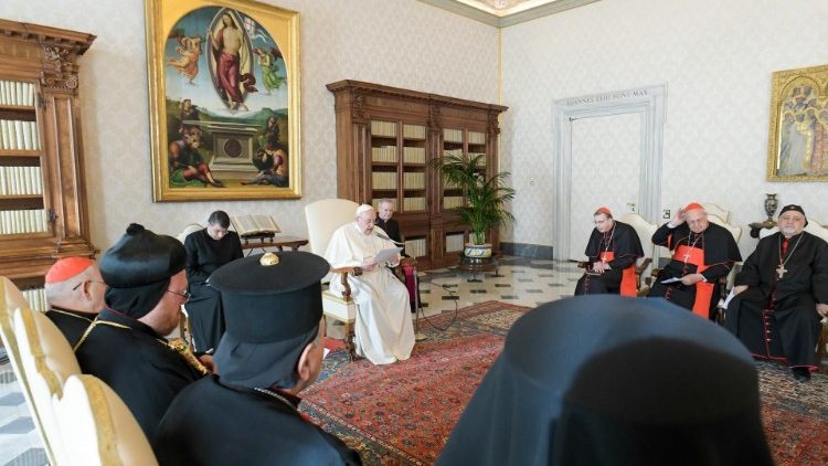 Pope Francis meeting representatives of Christian Churches in Iraq