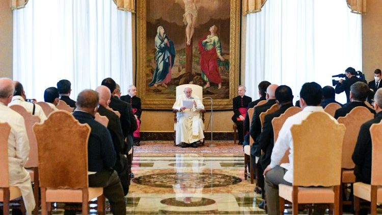 Ferenc pápa a marista testvérek nagykáptalanjának résztvevőivel