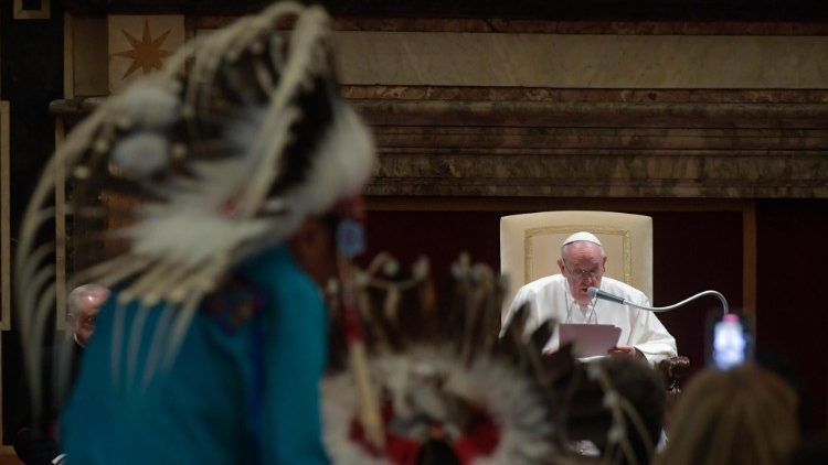File photo of Pope Francis meeting with an Indigenous delegation from Canada