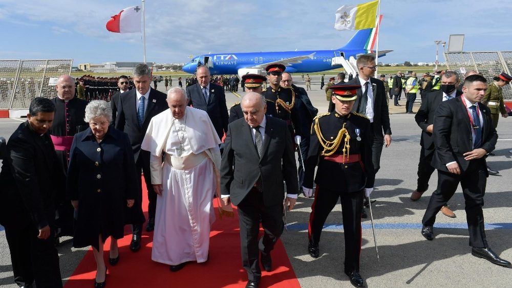 Pope Francis arrives in Malta