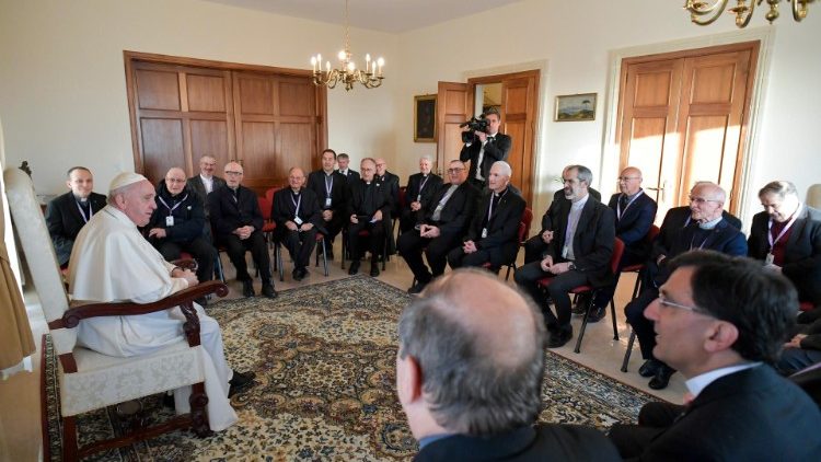 Pope Francis during his meeting with Maltese Jesuits
