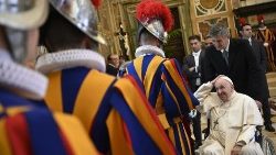 Pope Francis greets new recruits of the Swiss Guard