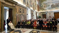 Pope Francis meeting volunteers of the  Italian Civil Protection Service 