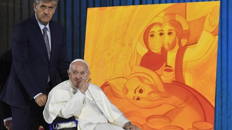 Le Pape François au Festival des familles, inaugurant le 22 juin 2022, la Xe Rencontre mondiale des familles à Rome. 
