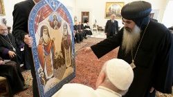Pope meeting the members of the Commission for Theological Dialogue between the Catholic Church and the Oriental Orthodox Church. 