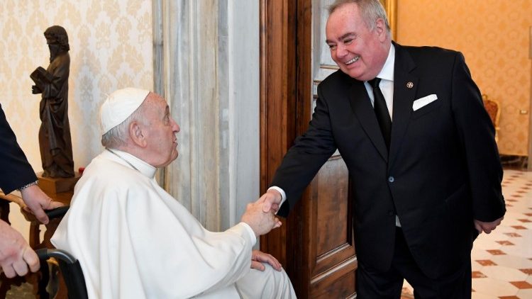 Pope Francis receives Fra' John Dunlap shortly after appointing him Lieutenant of the Grand Master