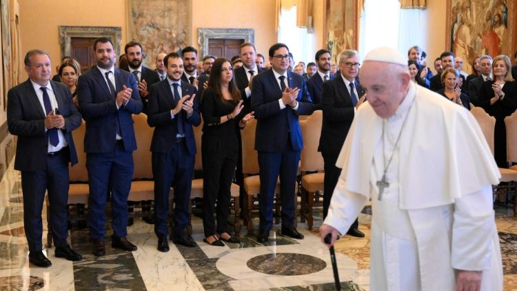 Pope Francis meets with a group of entrepreneurs from Spain
